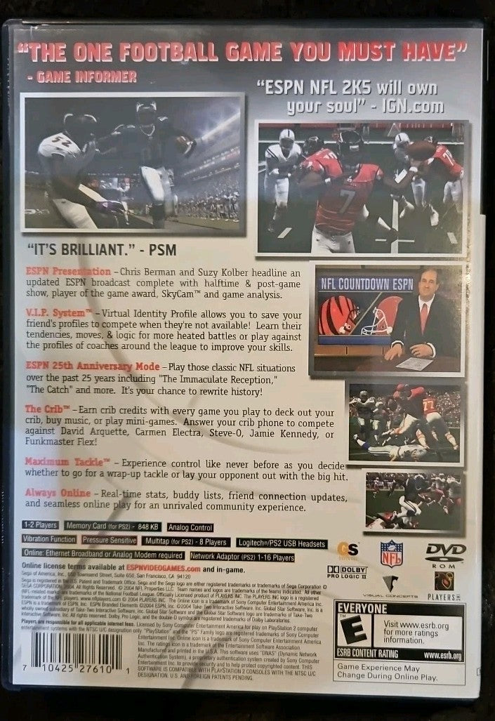 ESPN NFL 2K5 (PlayStation 2, 2004) No Game. Case. Artwork. Manual ONLY