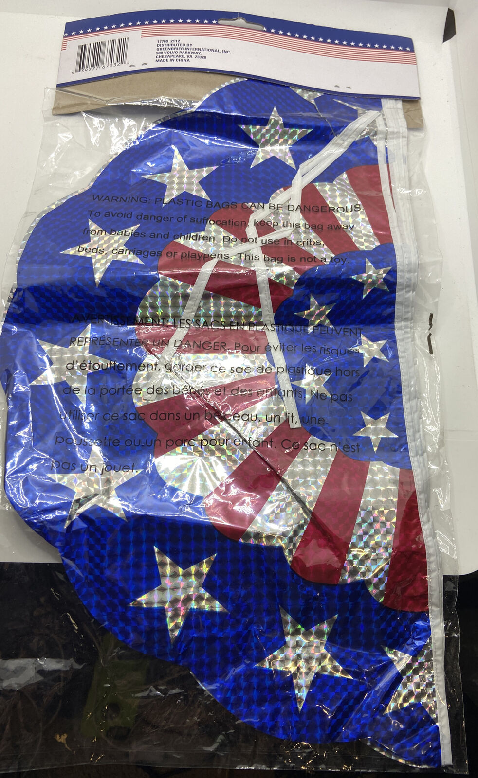 Patriotic Bunting 8 Flag Banner ~ Red White Blue Stars Memorial Veterans July 4E