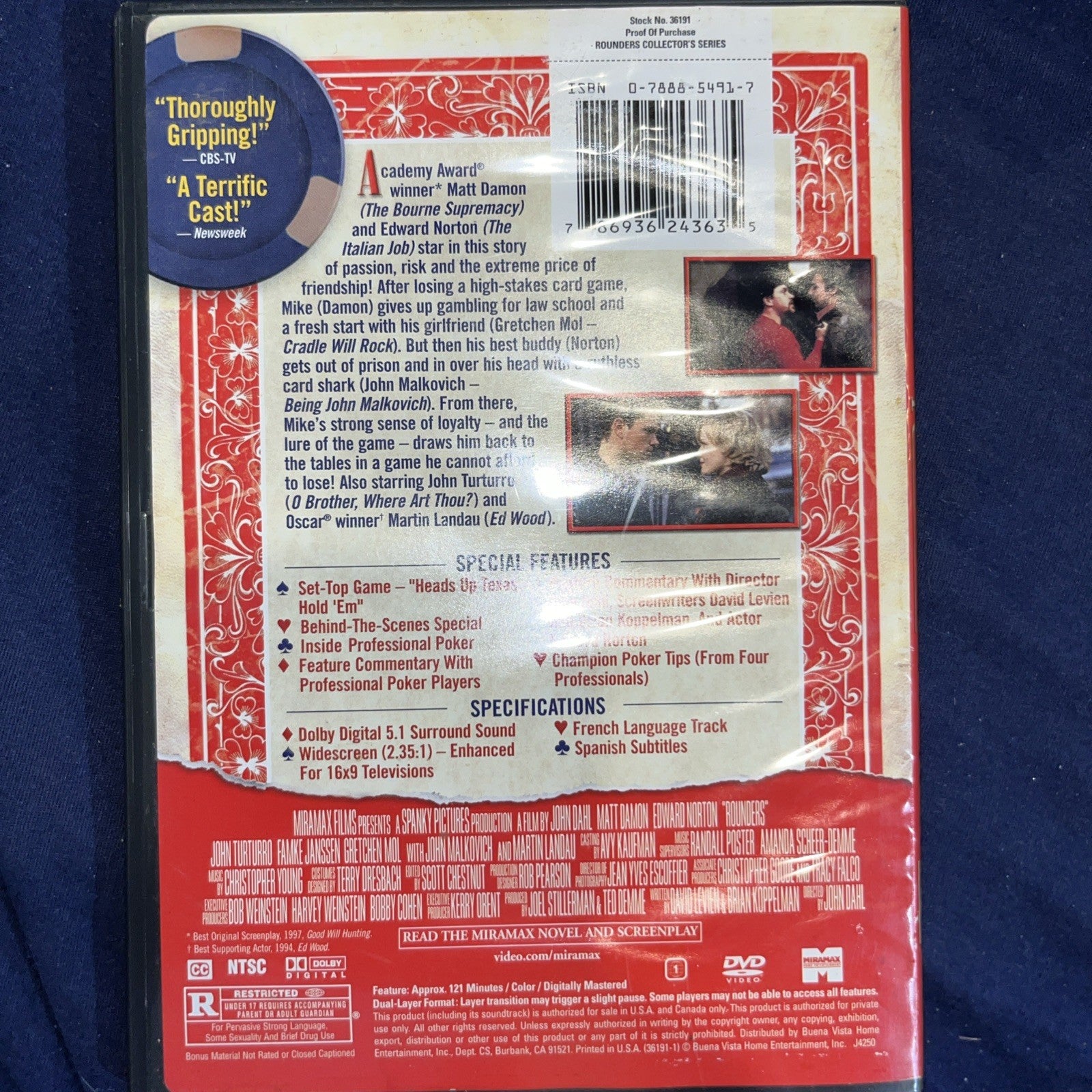 Rounders (DVD, 2004) Tested. New Case. Resealed