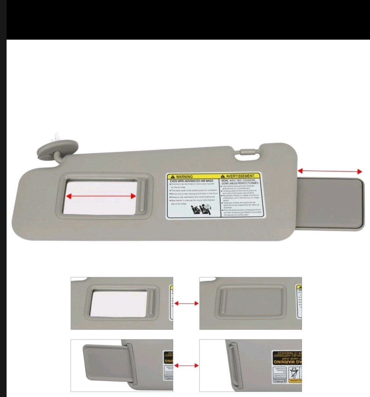 Left Driver Side Sun Visor W/Vanity Light For Toyota Highlander 2008-2013