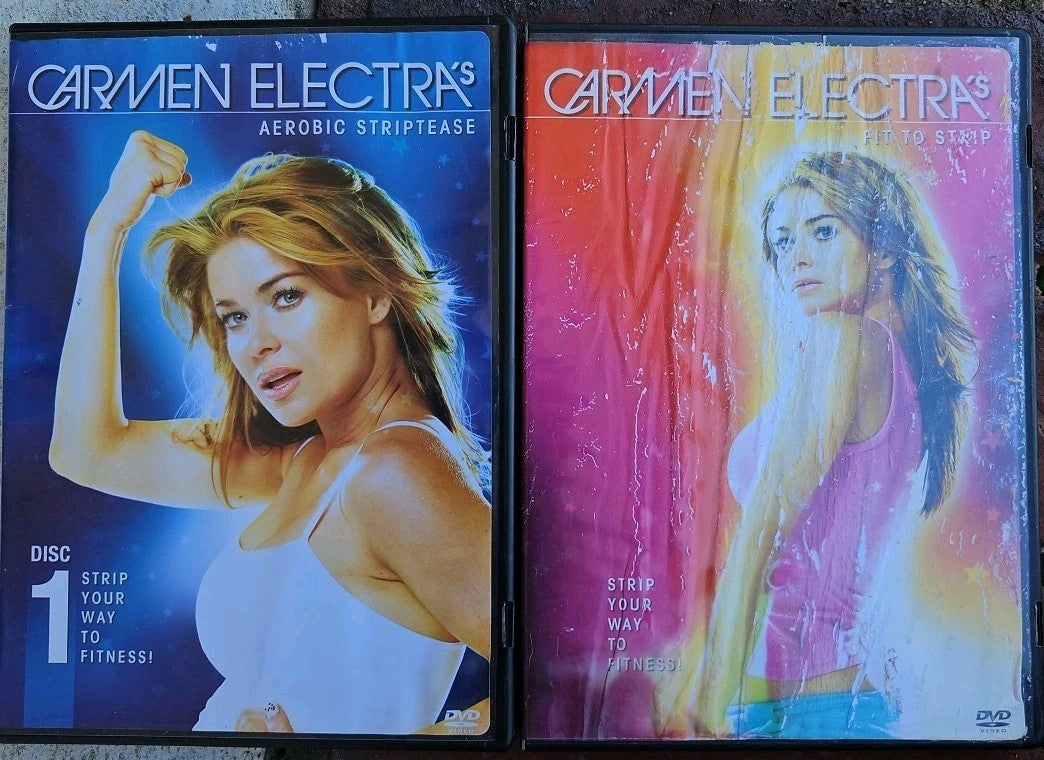 Carmen Electra's Aerobic Striptease + Fit To Strip (2 DVD)tested.damaged Artwork