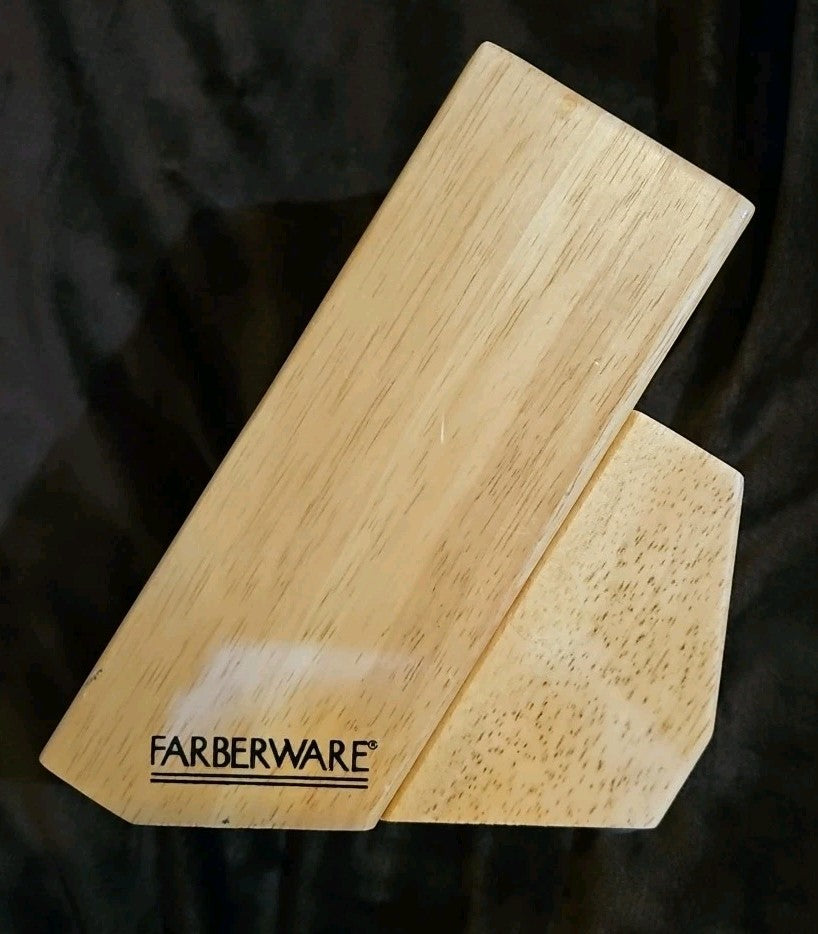 FarberWare Knife Block 13 Slot Plus Scissors Holster Wood 8" Tall