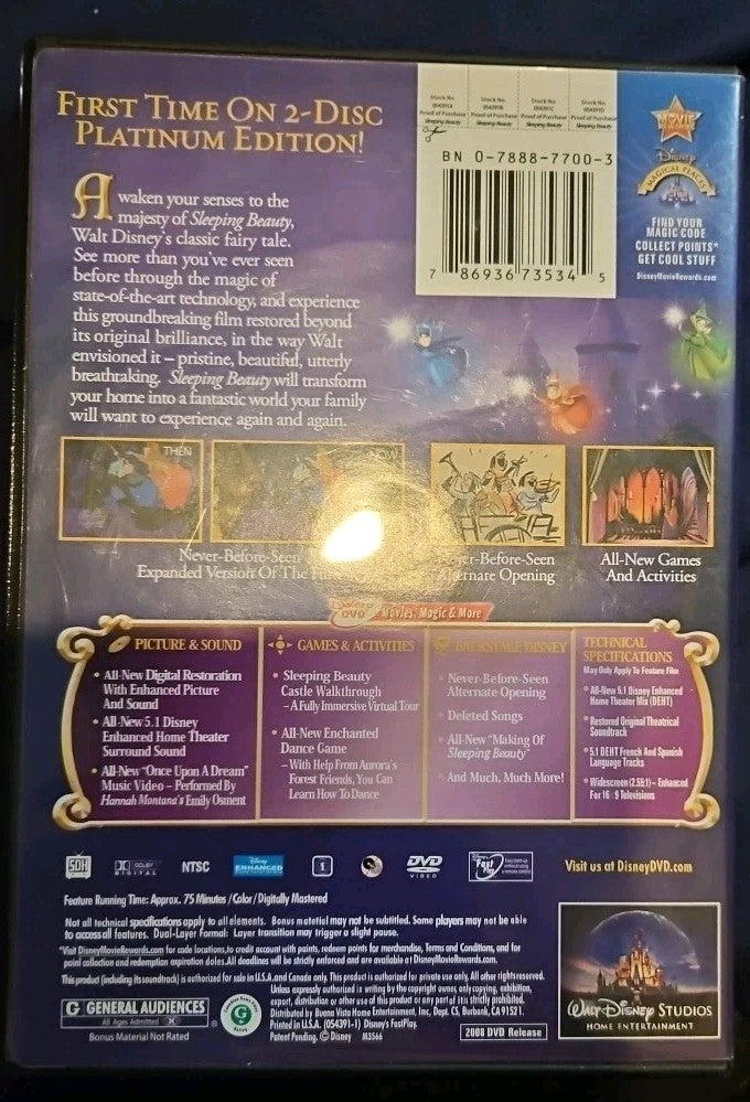 Sleeping Beauty (DVD, 2008, 2-Disc Set, Platinum Edition) New Sealed