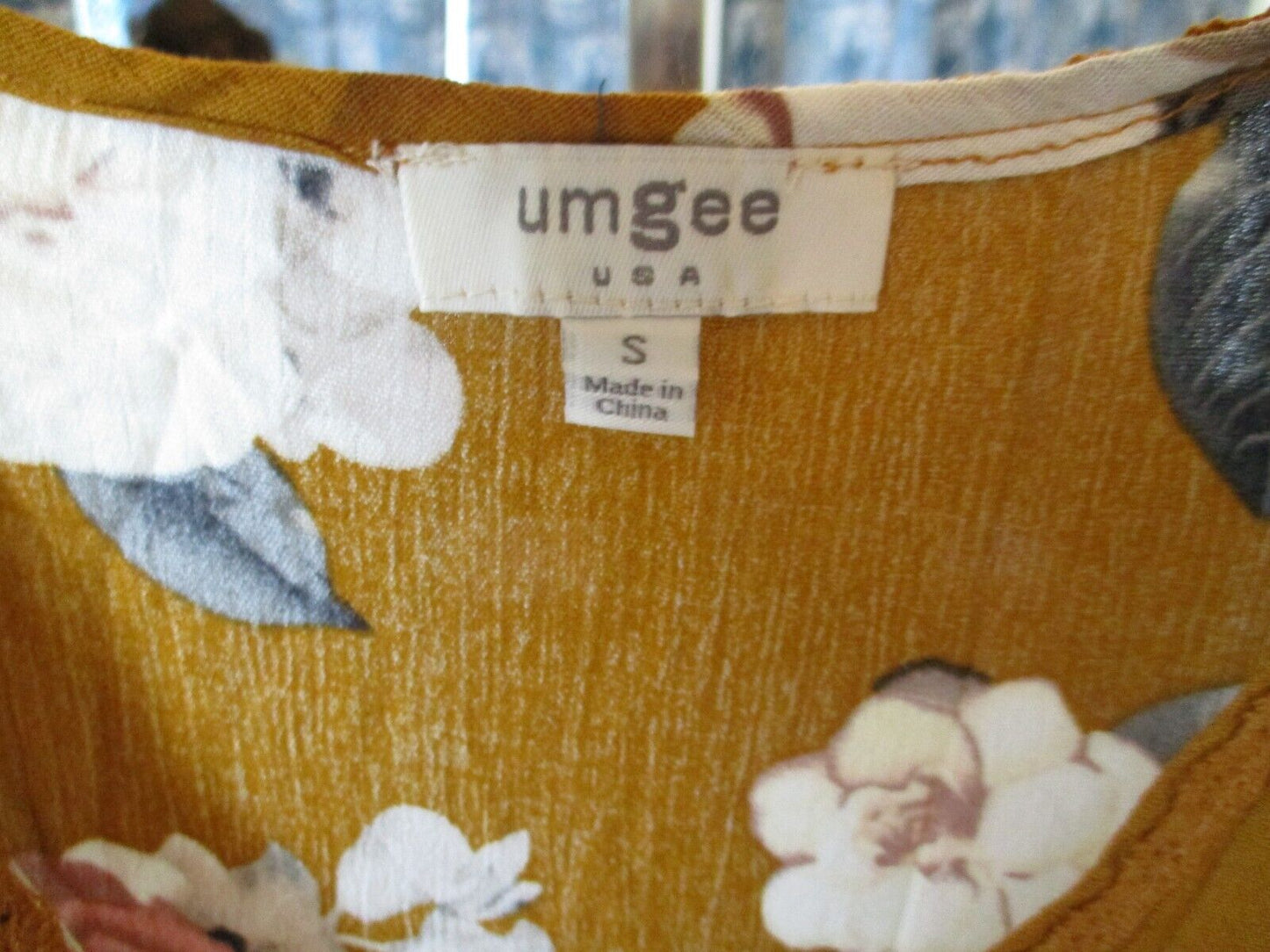 Umgee Mustard Floral Dress Small NEW