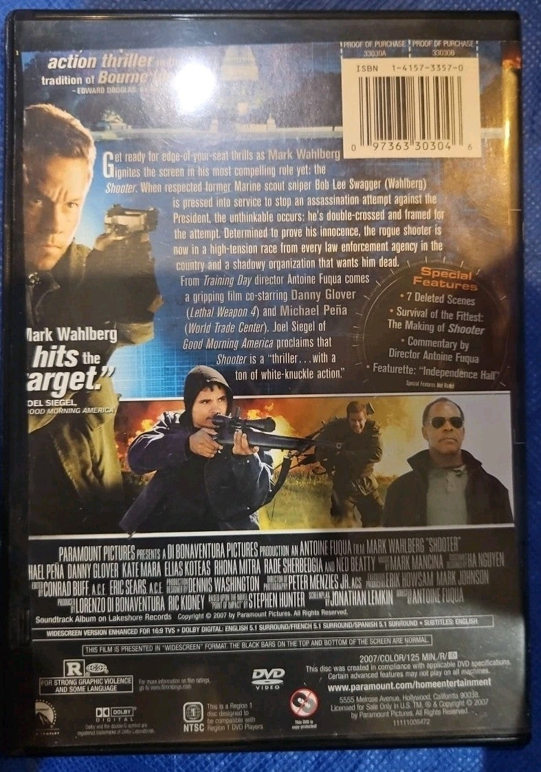 Shooter (DVD, 2007) Slim Case. Tested. Artwork Cropped