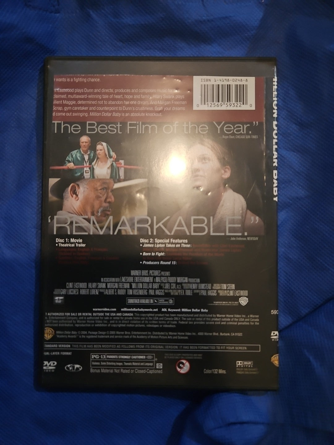 Million Dollar Baby (DVD, 2004)  Slimcase. Artwork Cropped. Tested