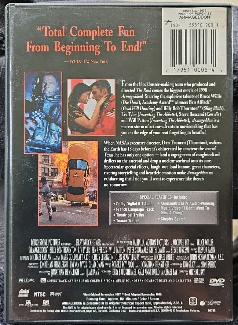 Armageddon (DVD, 1998)