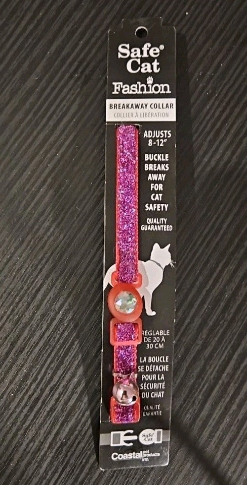 Safe Cat Fashion Breakaway Glitter Cat Collar  Pink