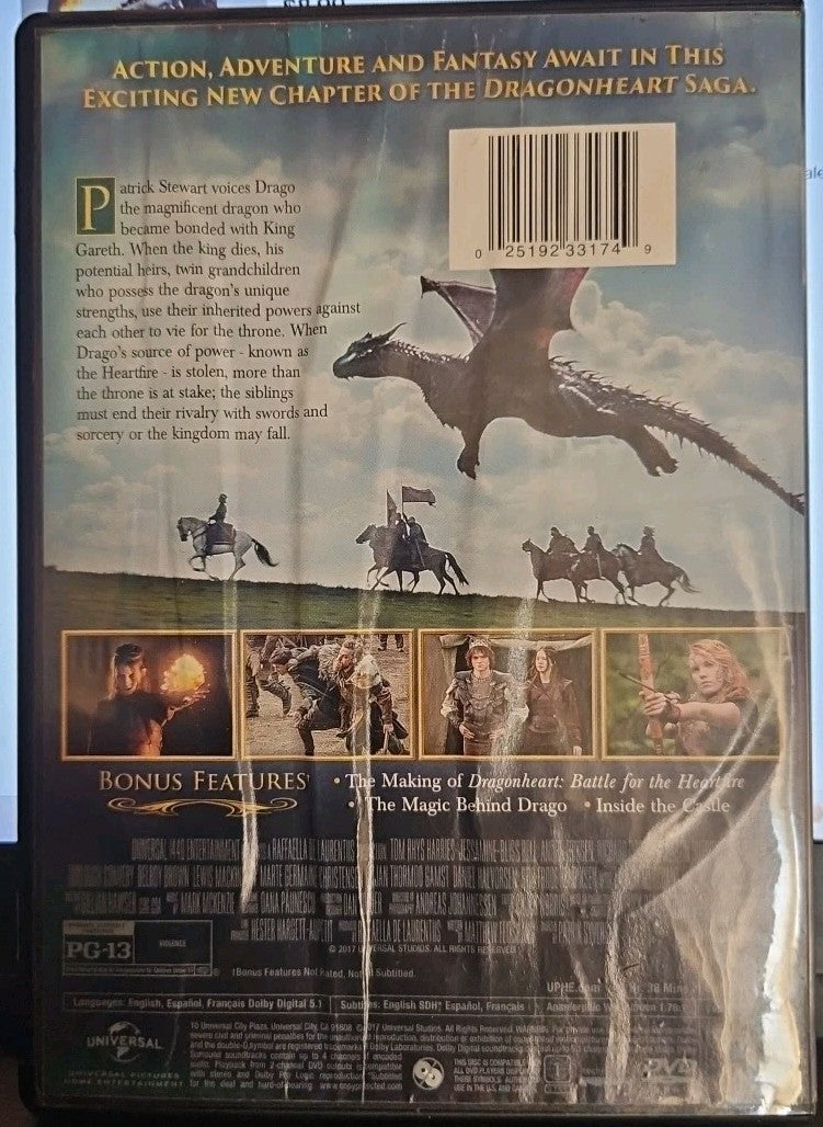 Dragonheart: Battle for the Heartfire (DVD) Tested. New Case. Damaged Liner