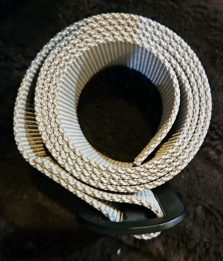 40" Khaki Web Belt With Black Buckle
