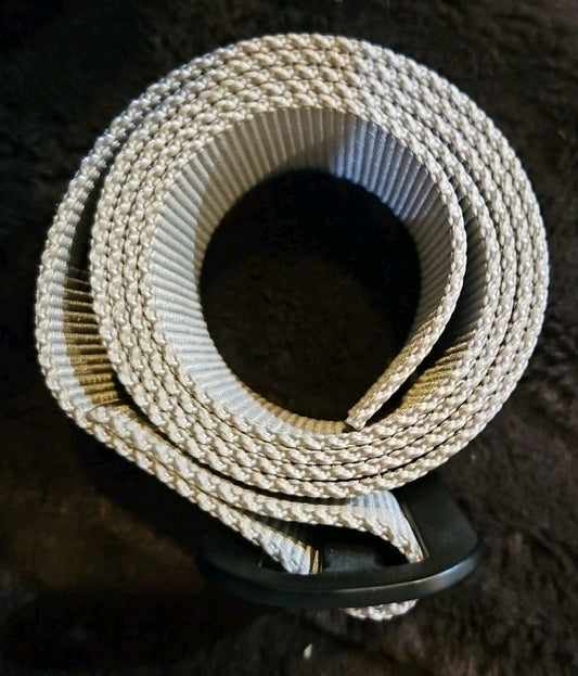 40" Khaki Web Belt With Black Buckle
