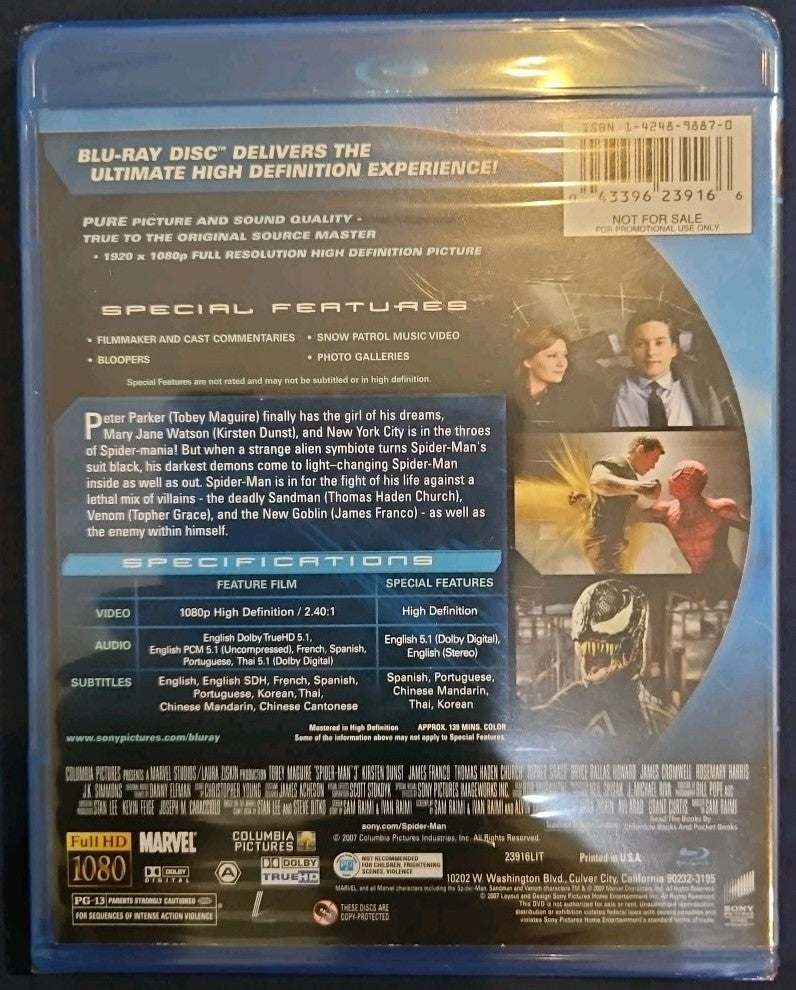 Spider-Man 3 (Blu-ray) New Sealed. No Digital Download