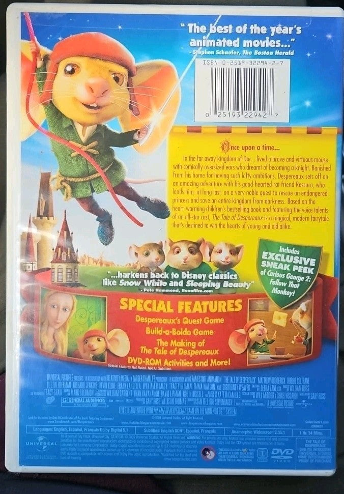 The Tale of Despereaux (DVD, 2008) Sealed. No Digital Download