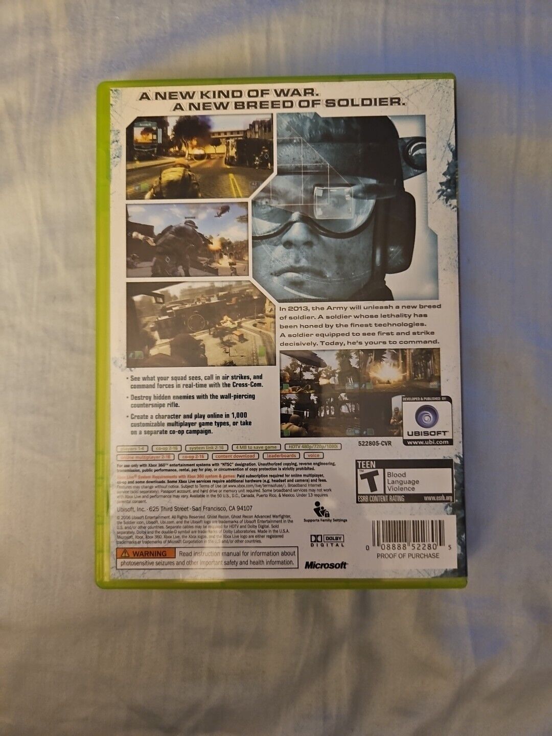 Tom Clancy's Ghost Recon: Advanced Warfighter (Xbox 360) CIB New Case + Manual