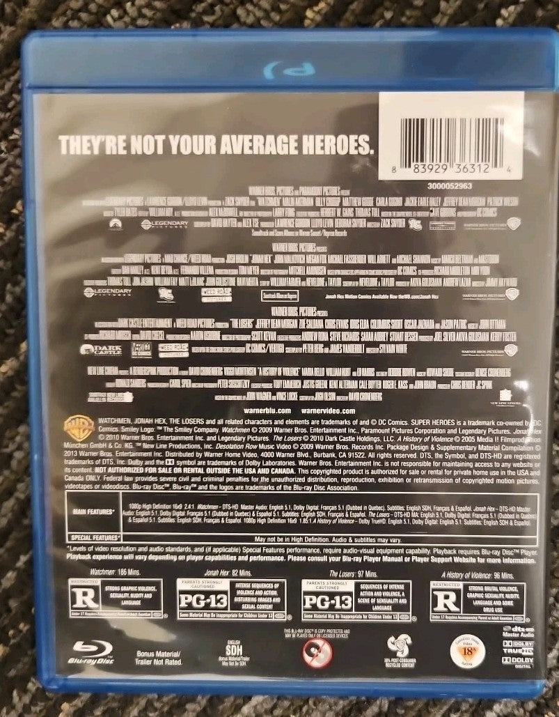 Watchmen / Losers/ Jonah Hex / History of Violence  (Blu-ray) Brand new sealed