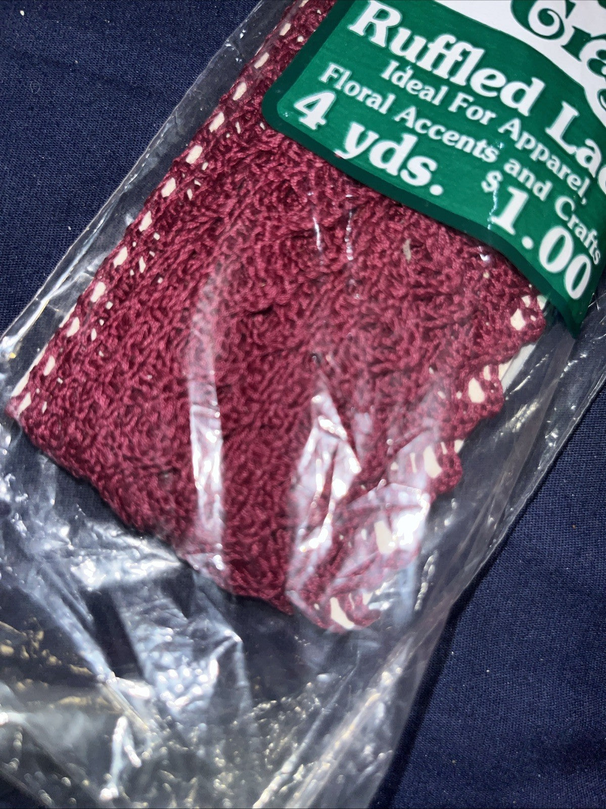 Create a Craft Ruffled Model Lace RED 4 Yds Crafts Floral Accents Vintage NIP