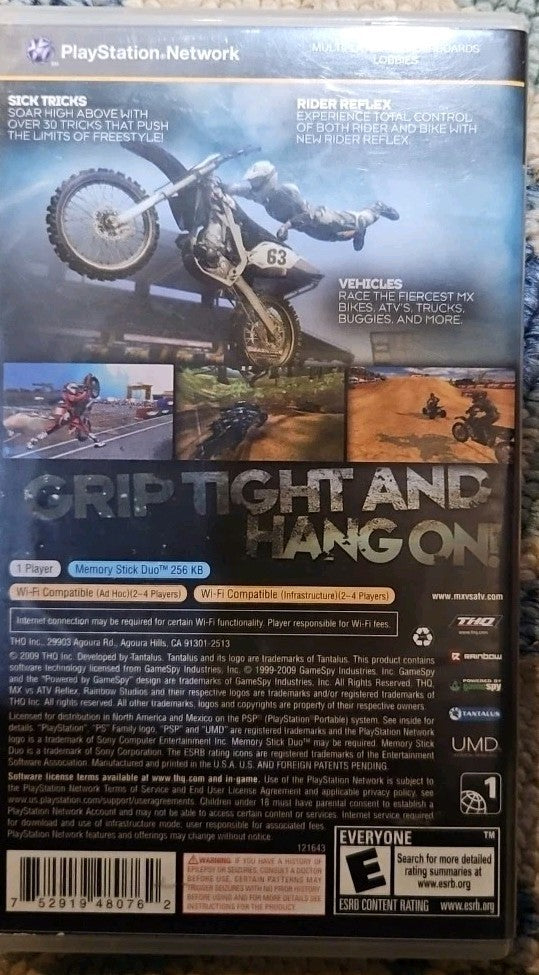 MX vs. ATV Reflex (PSP) Game + Case + Manual + Artwork. Tested. Cracked Game