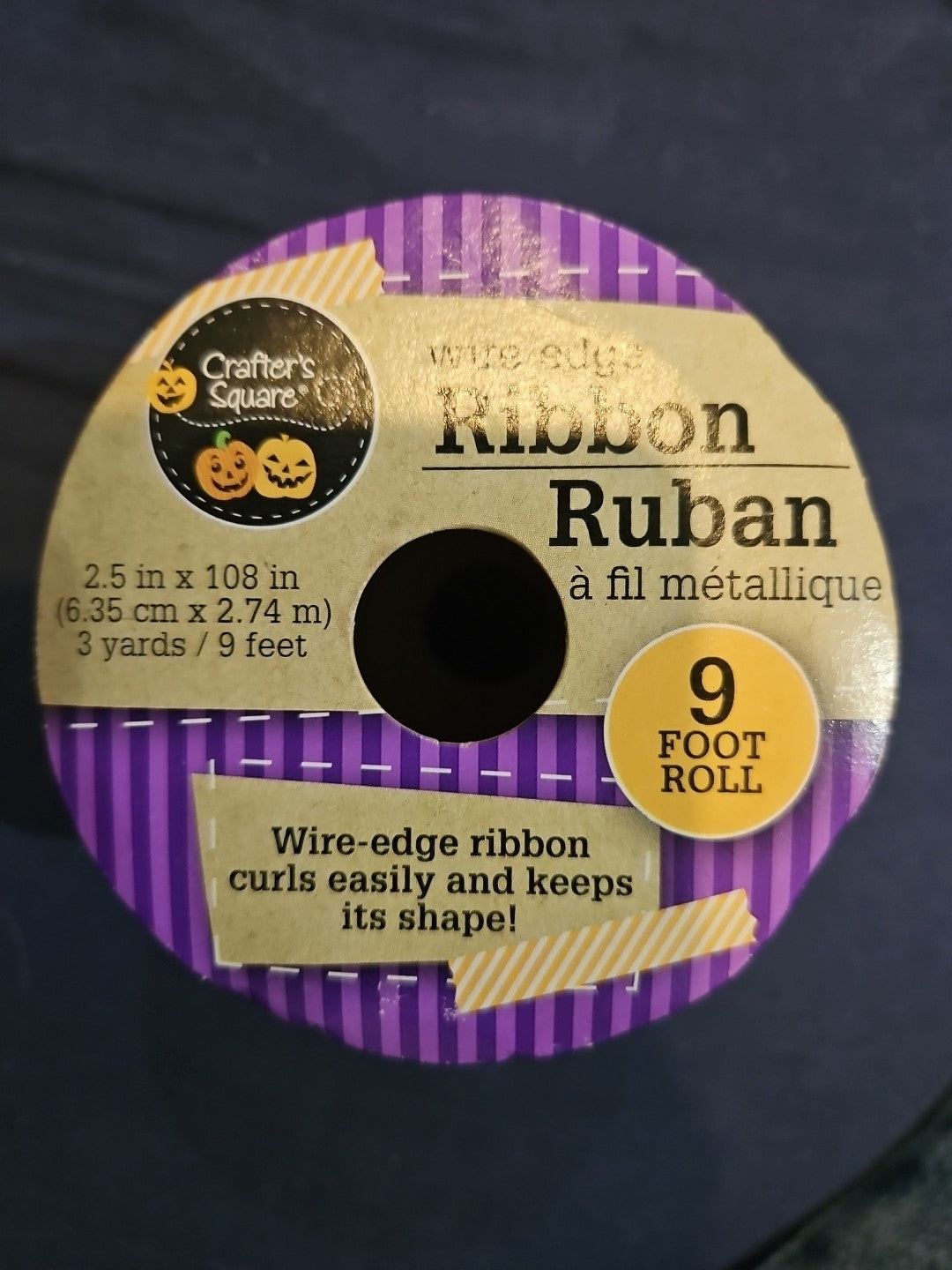 2 x Wire-Edged Ribbon Black and Orange 9 ft Each Crafters Square 2.5 in x 108 in