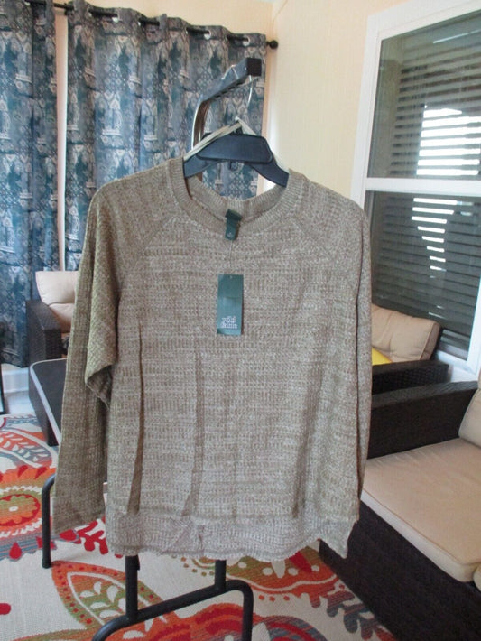 Wild Fable Olive Green Waffle Long Sleeve Top Medium