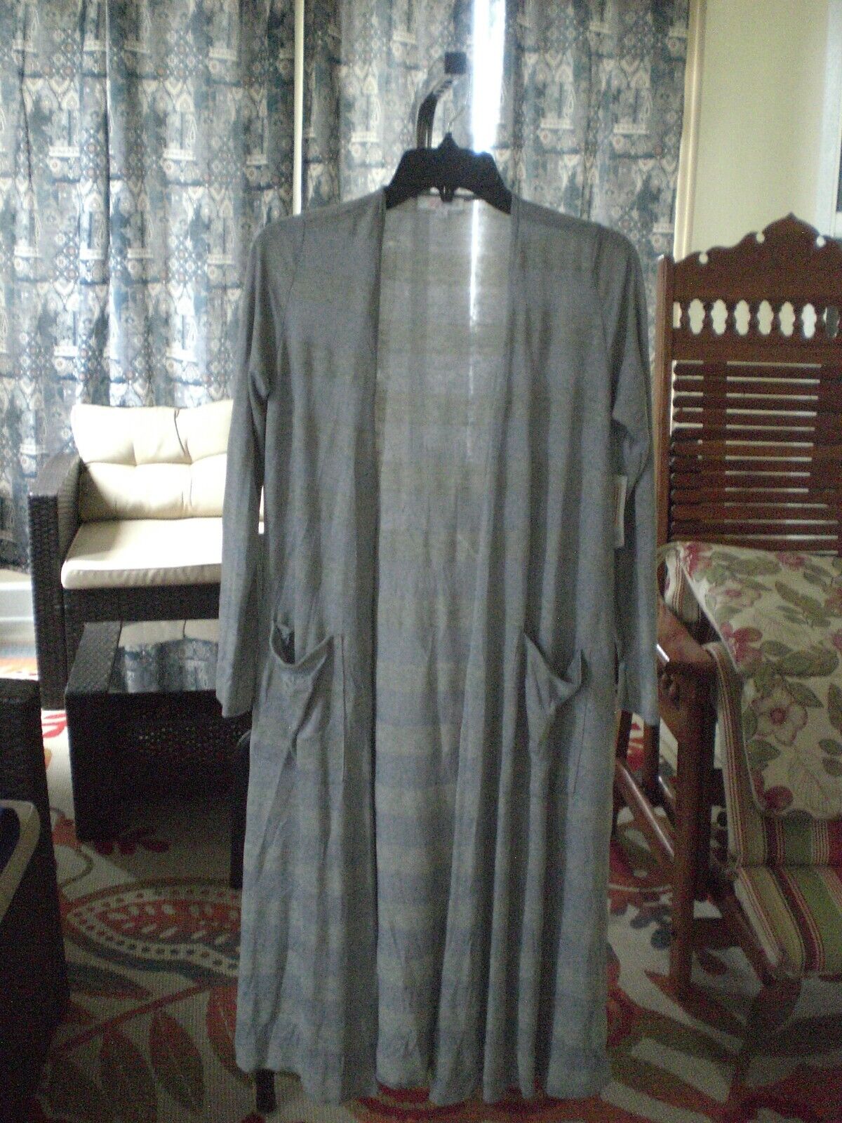 NWT LuLaRoe Sarah Long Cardigan Sweater SMALL Gray and Steel Gray Stripe