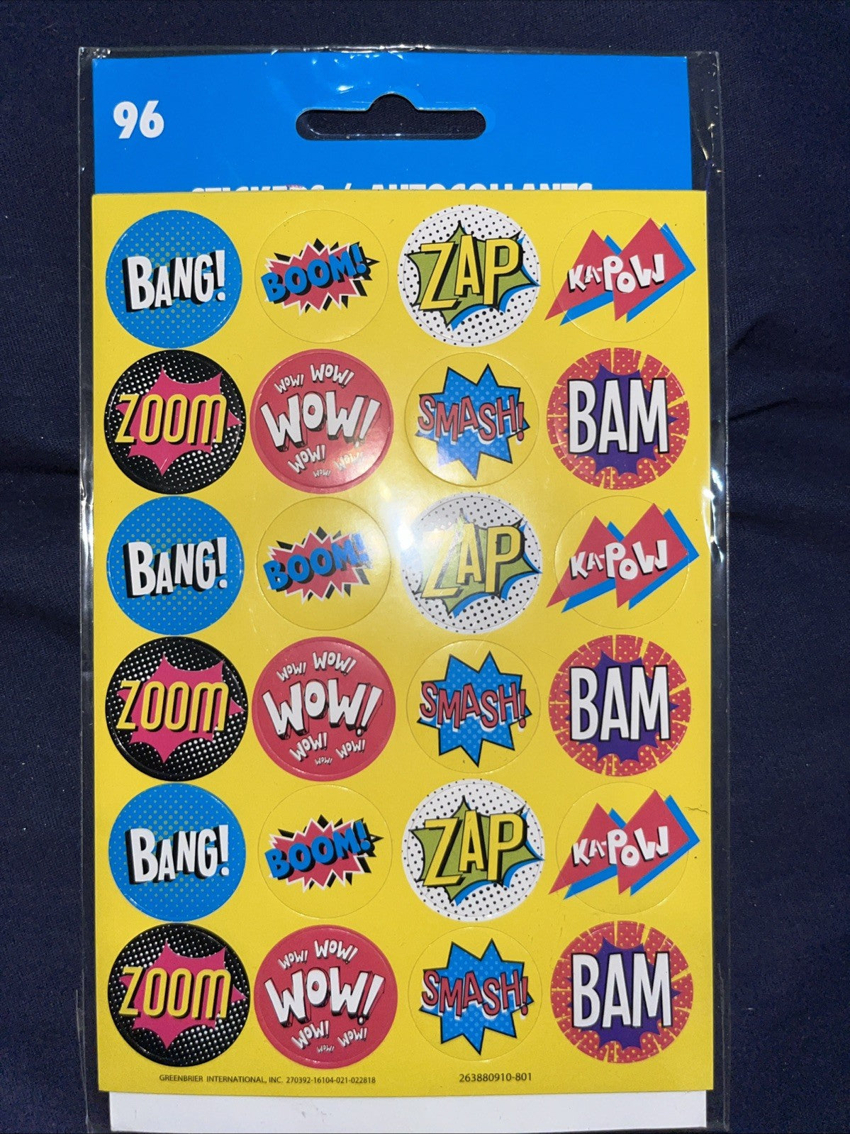 96 Comic Strip Super hero Stickers (4 Sheets) Party Favors Teacher Supply KaPow