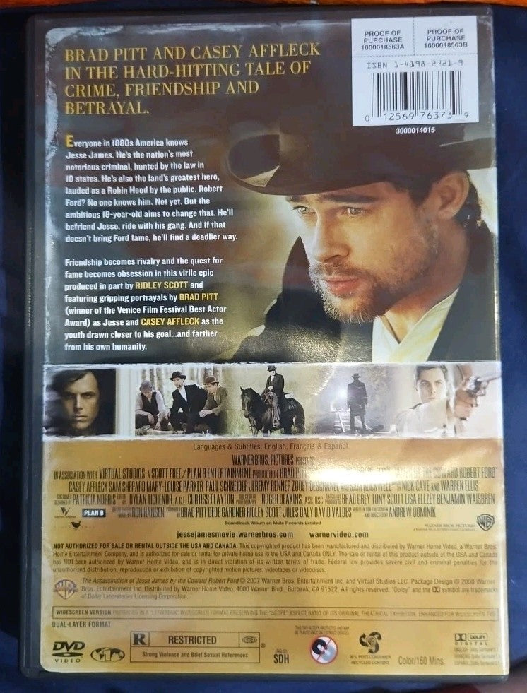 The Assassination of Jesse James by the Coward Robert Ford (DVD, 2007)