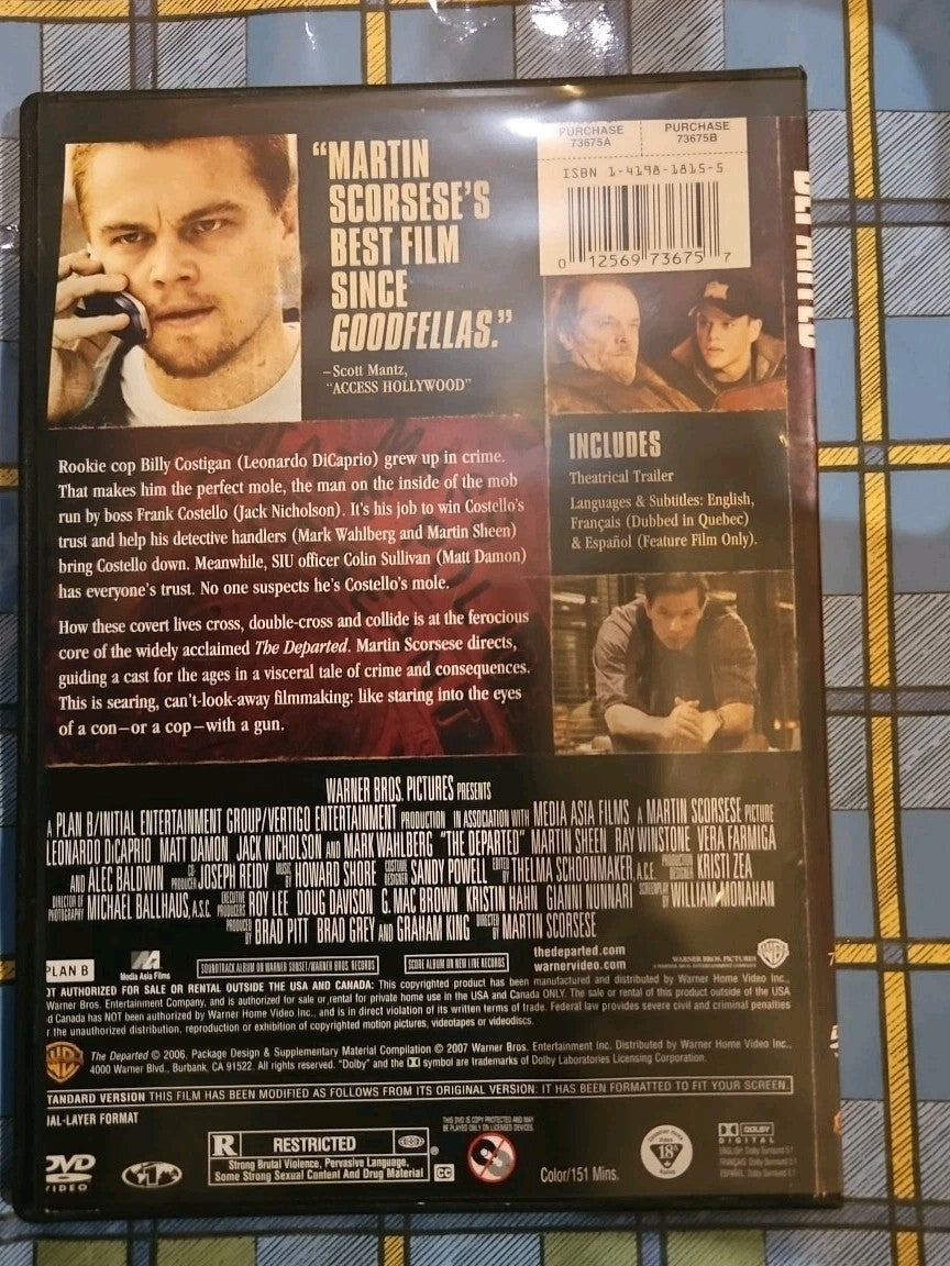 The Departed (DVD, 2006) Tested slim case cropped artwork.