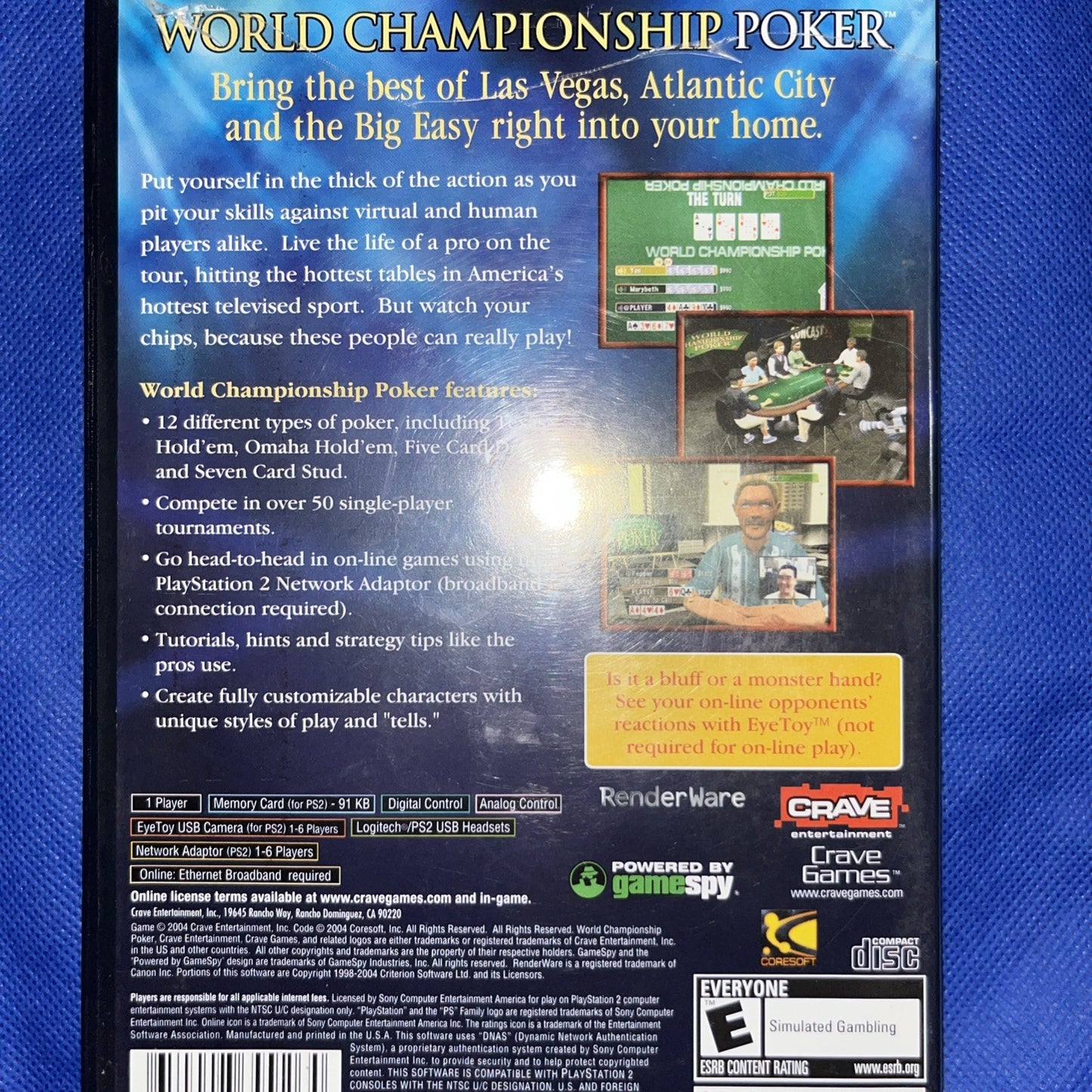 World Championship Poker (PS2) Tested. New Case. Resealed