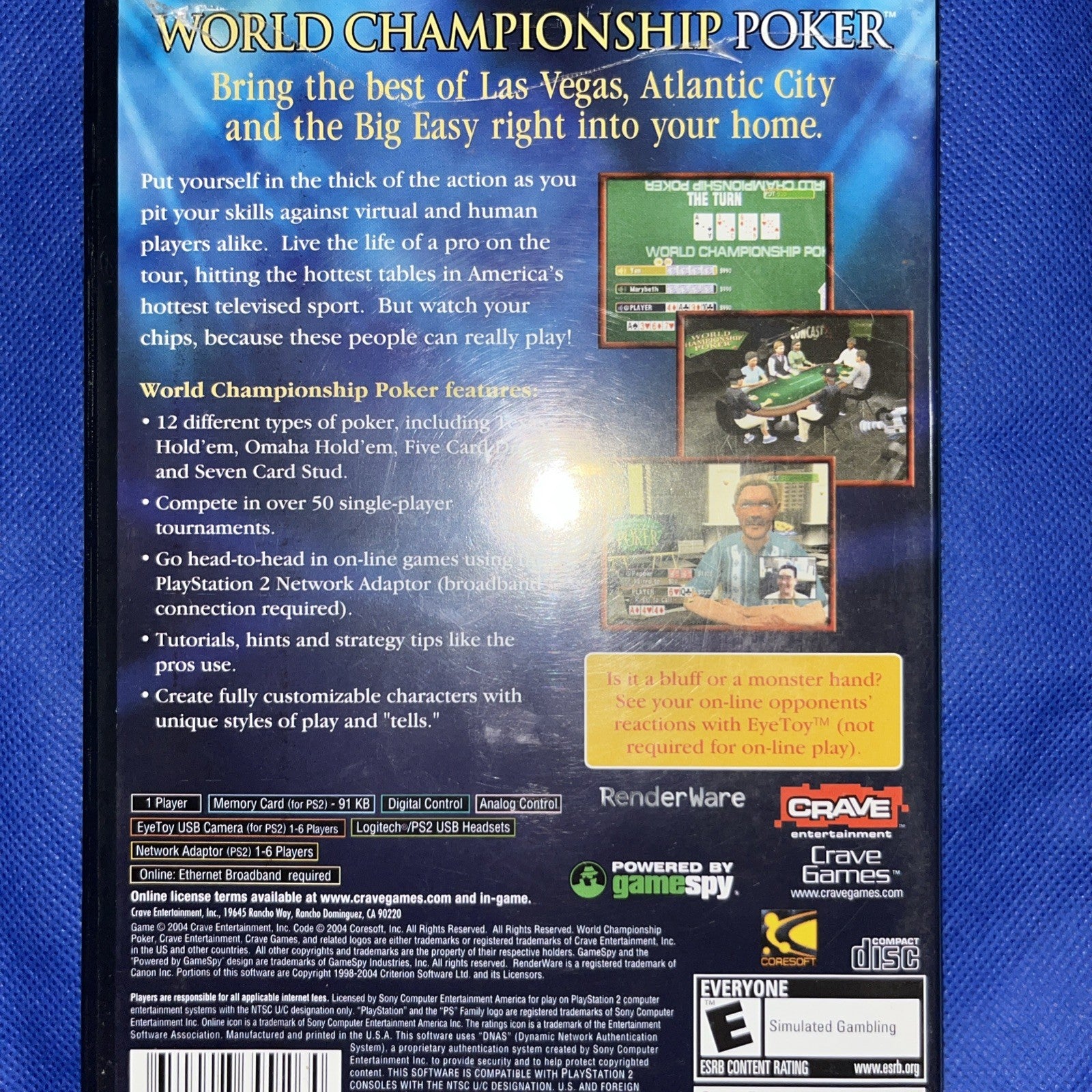 World Championship Poker (PS2) Tested. New Case. Resealed