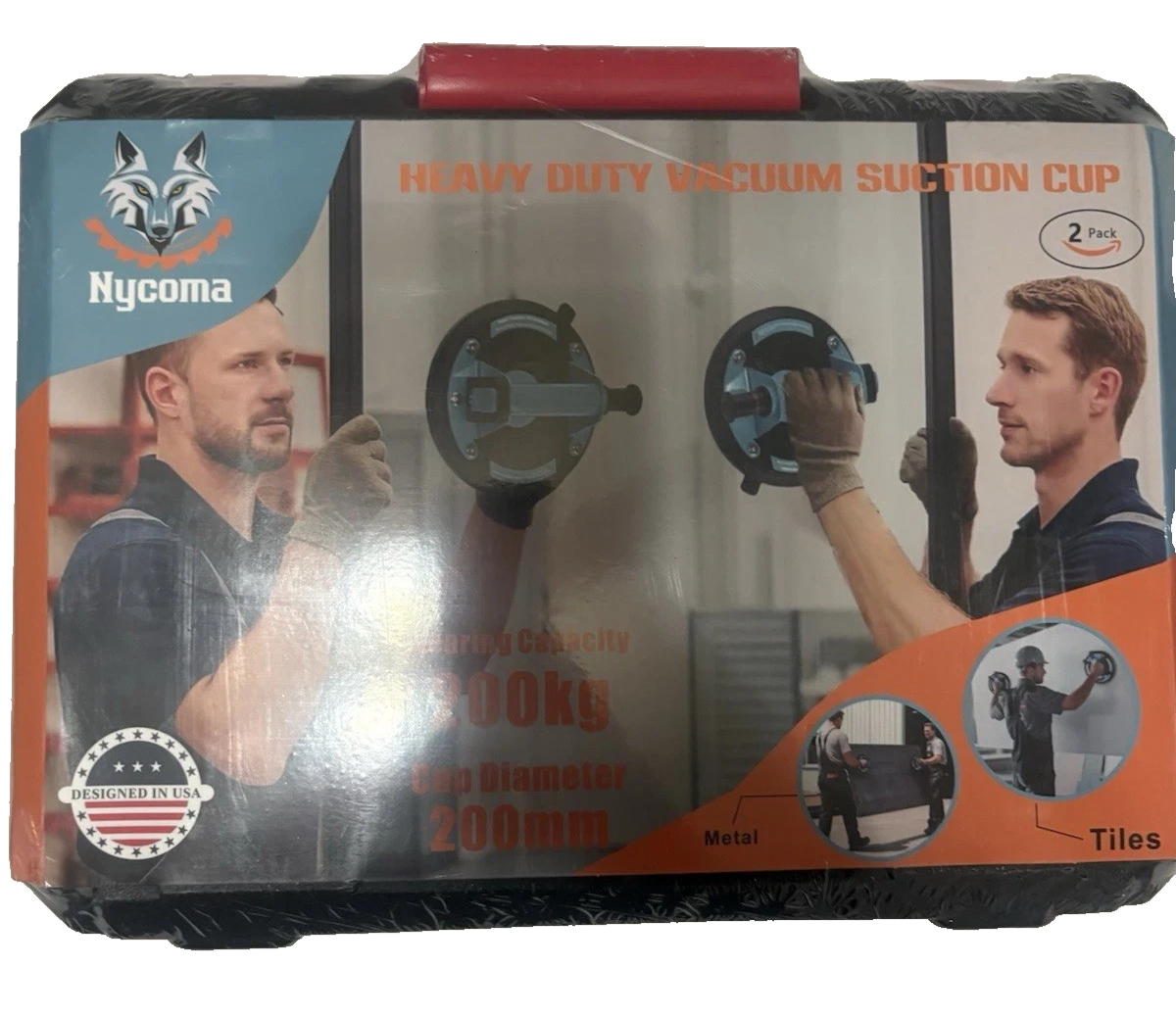 Nycoma Heavy Duty Vacuum Suction Cup 2 Pack 200kg Glass Tile Metal Lifter 200mm