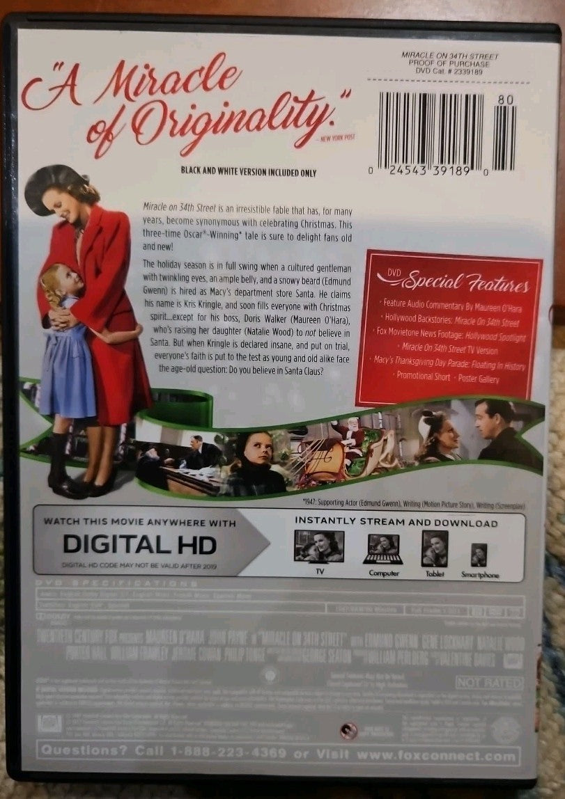 Miracle on 34th Street (70th Anniversary) (DVD, 1947) New Sealed