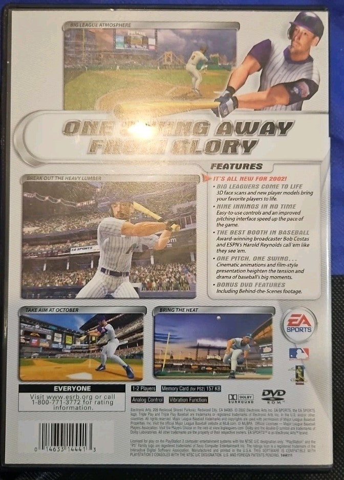 Triple Play 2002 (Sony PlayStation 2, 2002) Tested. Original Case. CIB