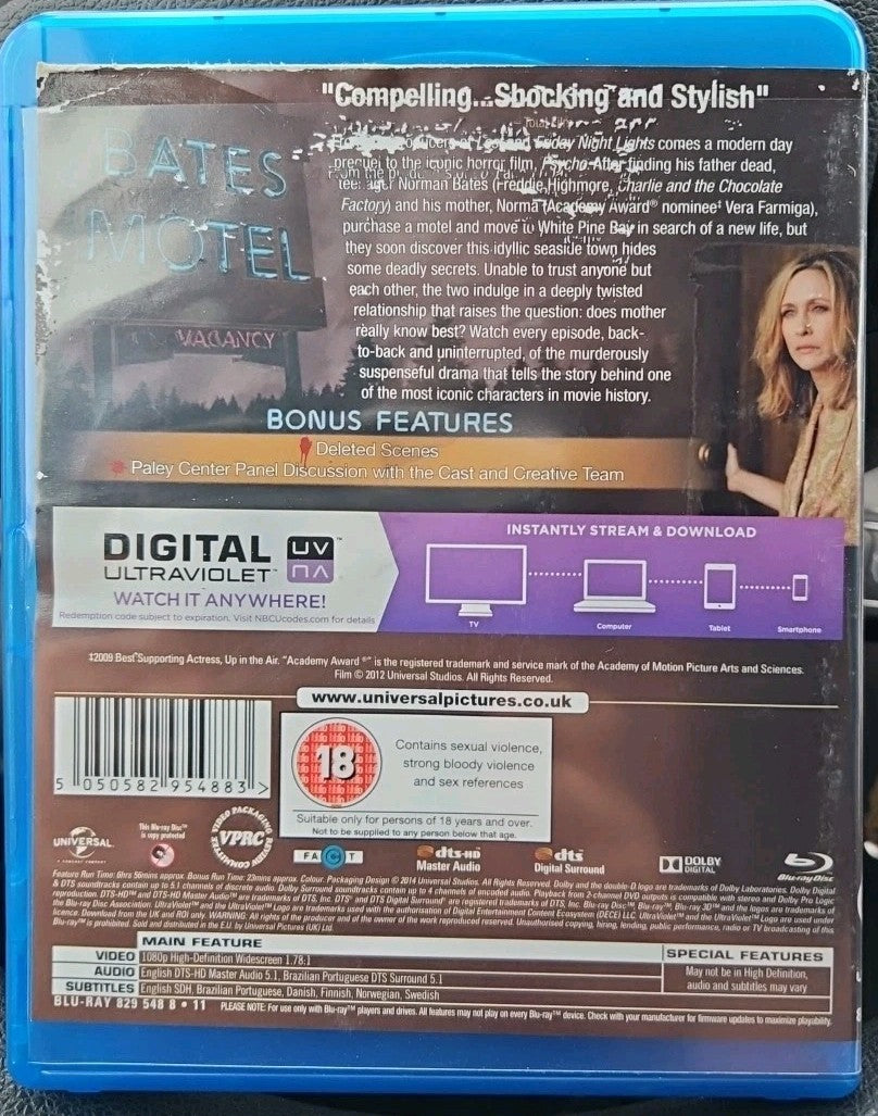 Bates Motel: Seasons One & Two (4-DISC BOX SET) [Blu-Ray] [Region Free] Tested