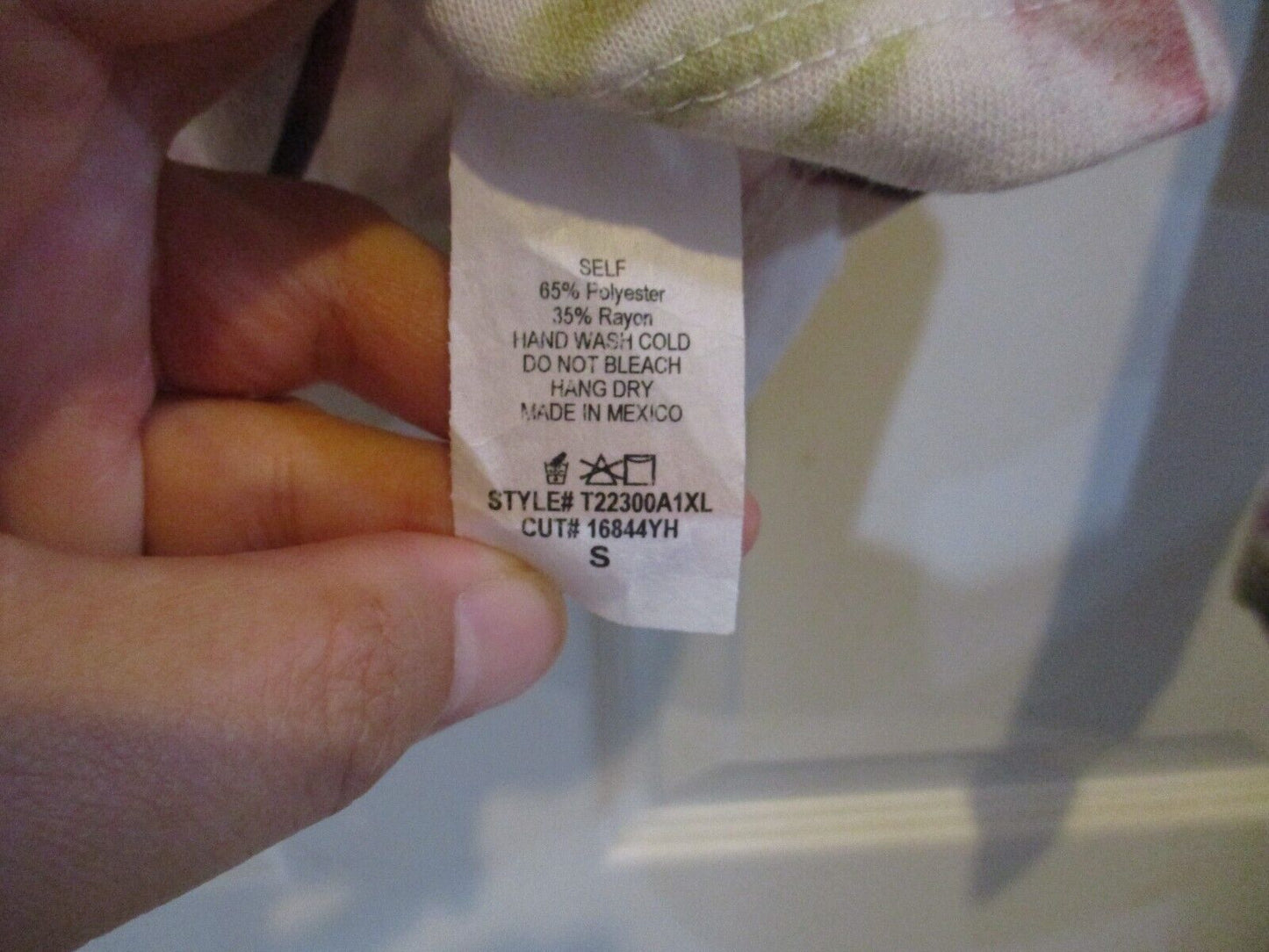 White Birch Ivory Pink Green Floral Dolman Knit Top Small