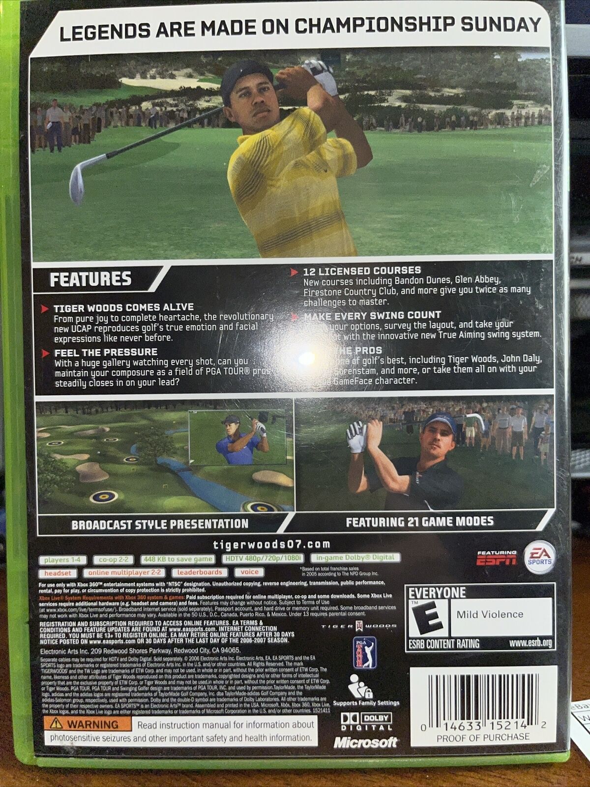 Tiger Woods PGA Tour 07 (Microsoft Xbox 360, 2006)