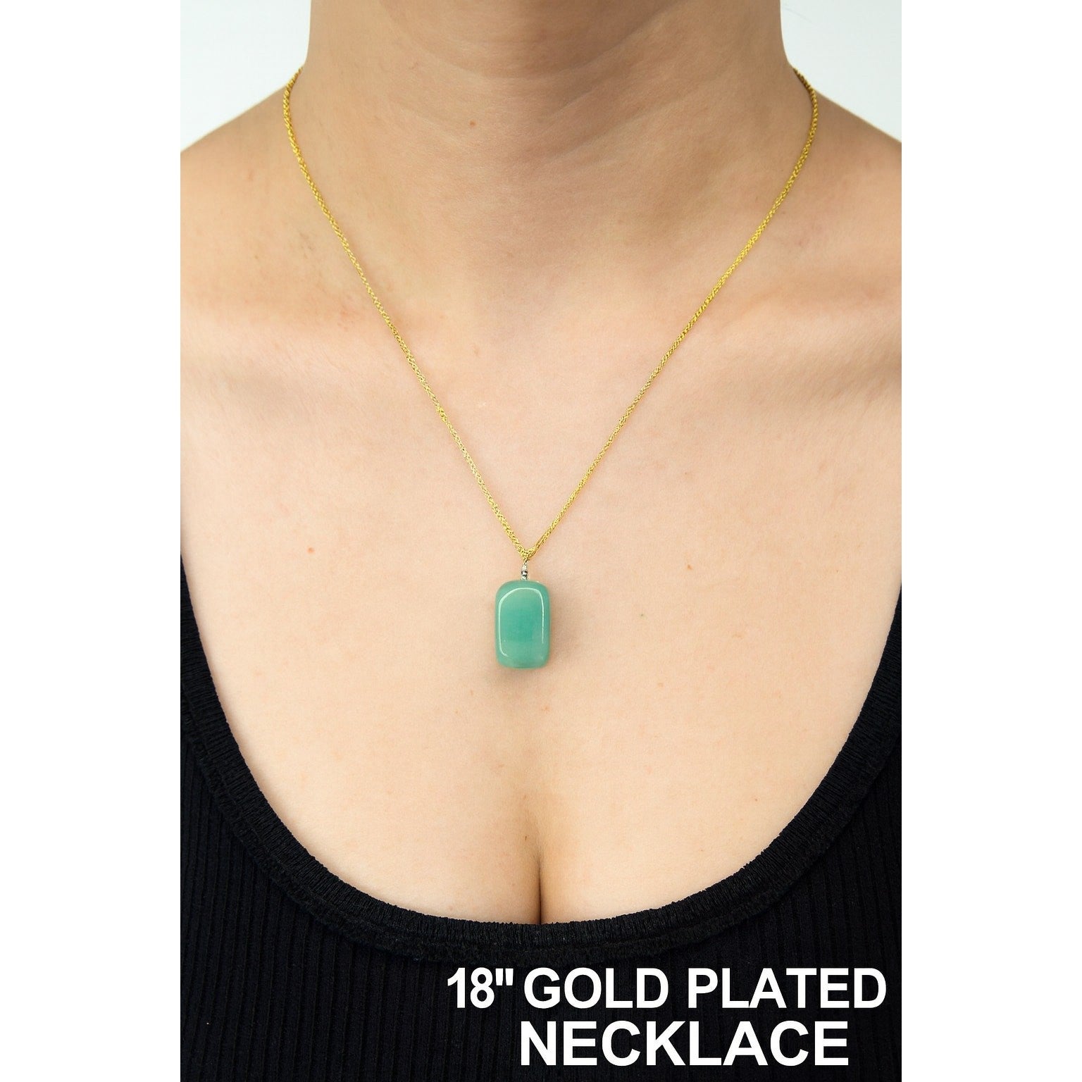 Tested Gemstone – Jadeite on 18" Gold Plated Necklace