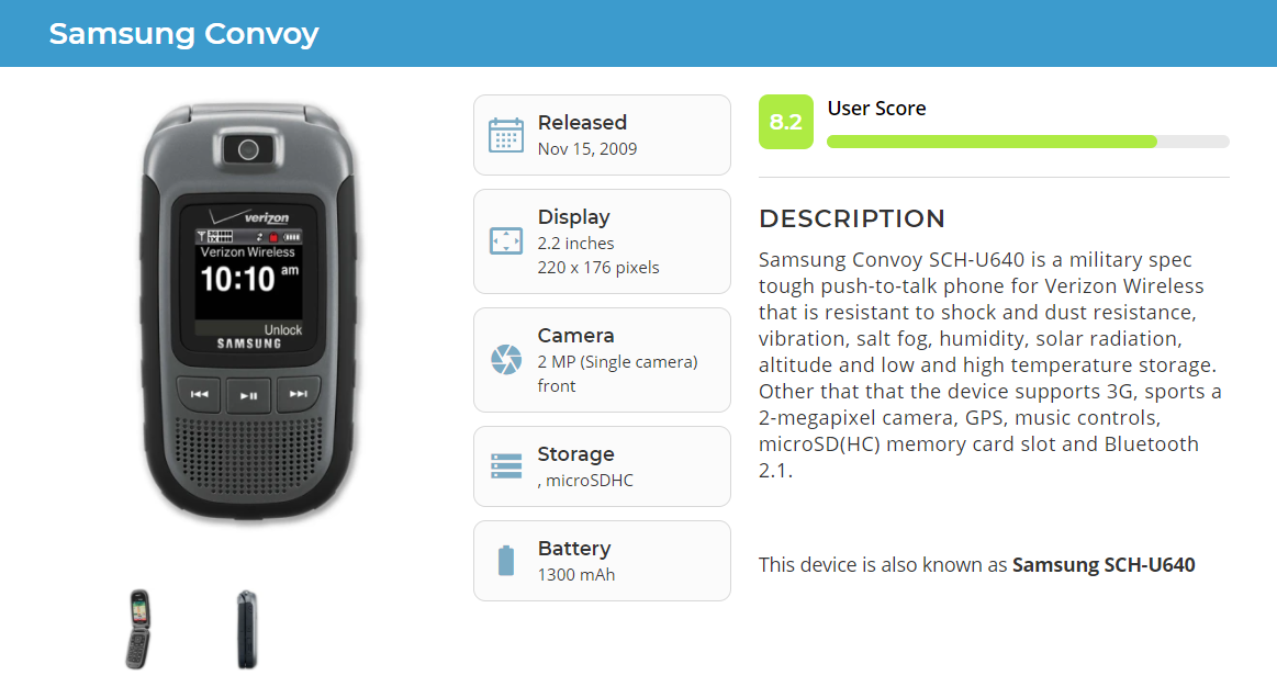  Samsung Convoy SCH-U640 - Gray (Verizon) Cellular Phone !!For Parts Only!