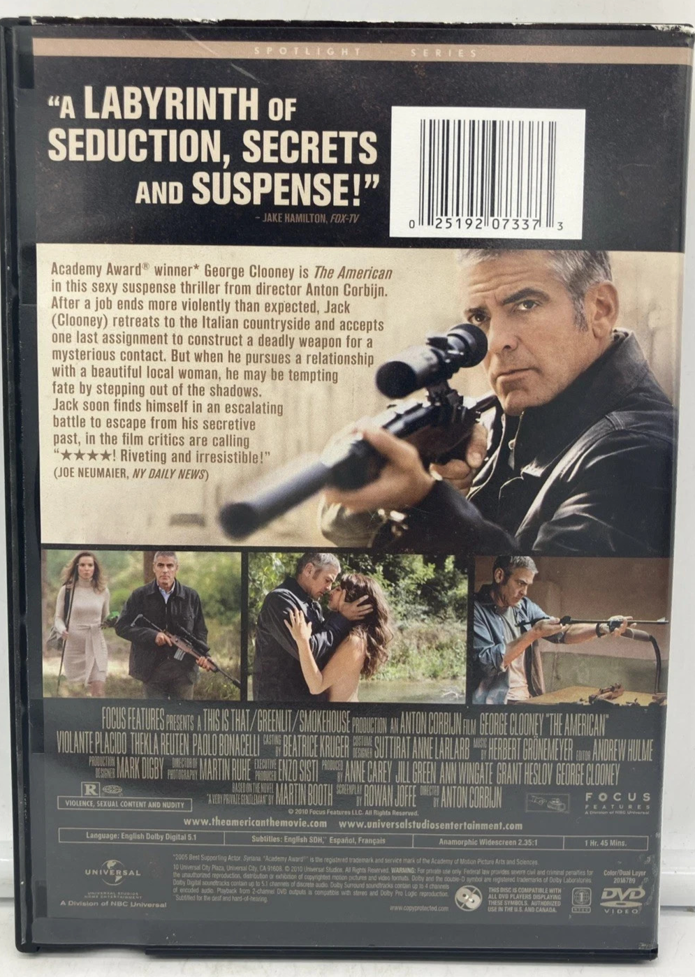 The American - George Clooney (DVD, 2010, Rental Exclusive) -