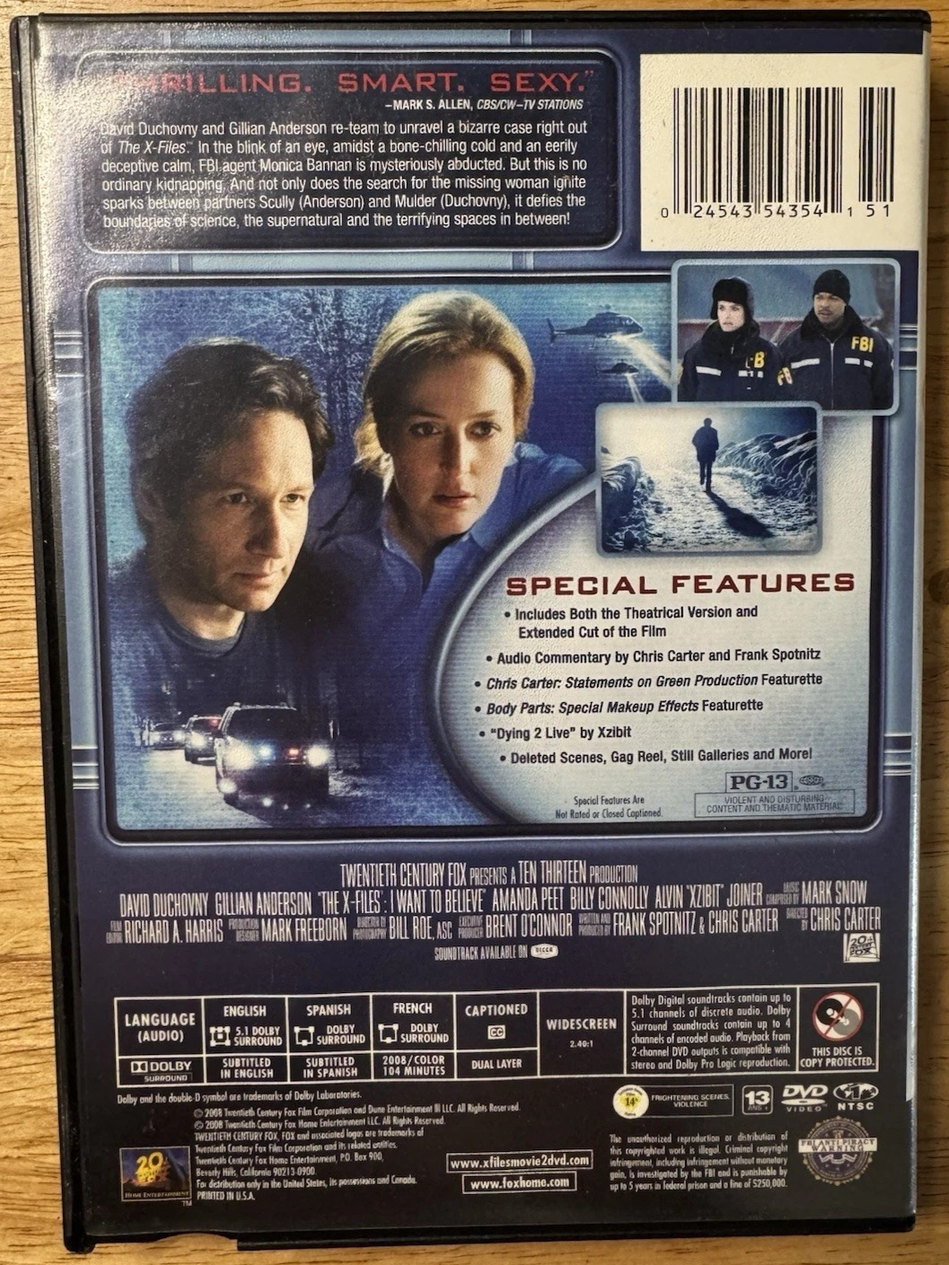 The X Files: I Want to Believe (DVD, 2008)  Tested. New case