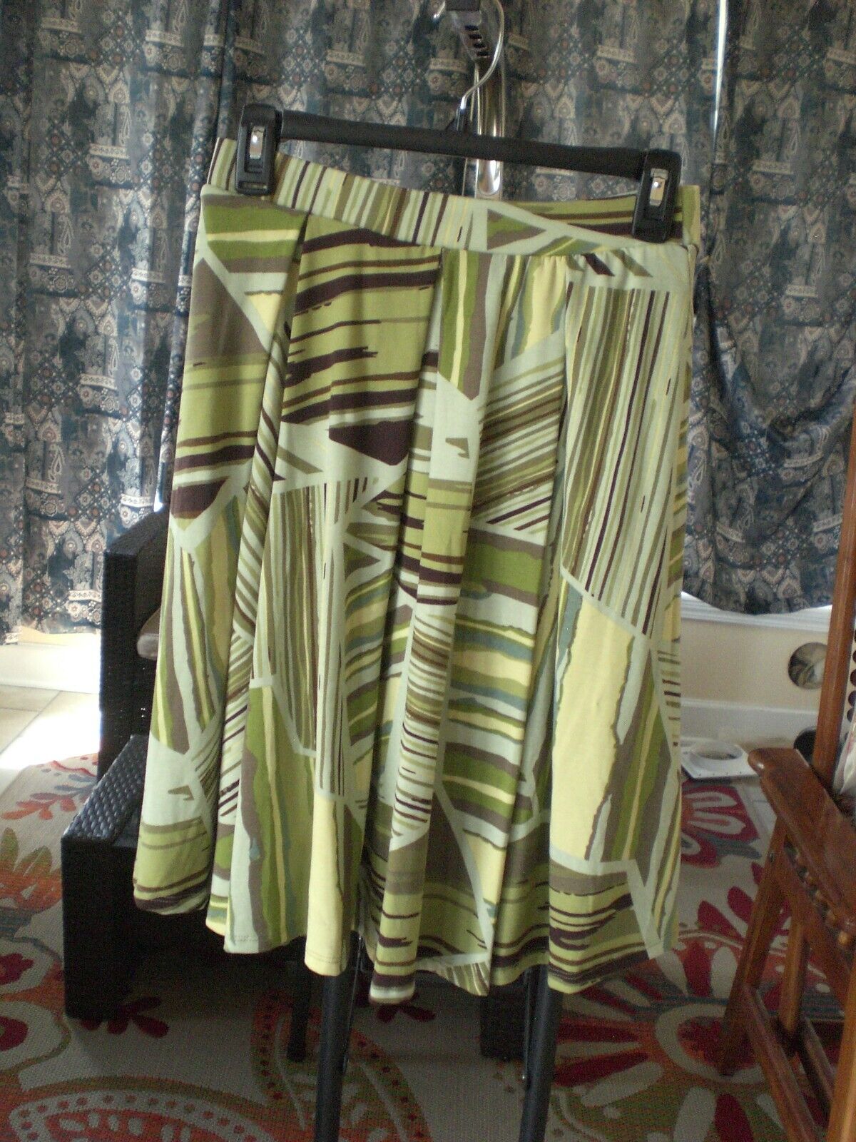 LuLaRoe Small Green and Brown Madison Skirt