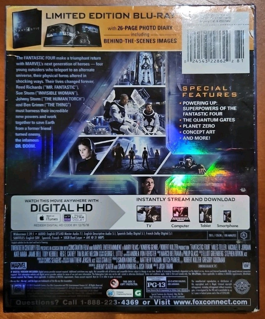 Fantastic 4 (Blu-ray, 2015, No Digital Copy HD) Limited Edition Target Exclusive