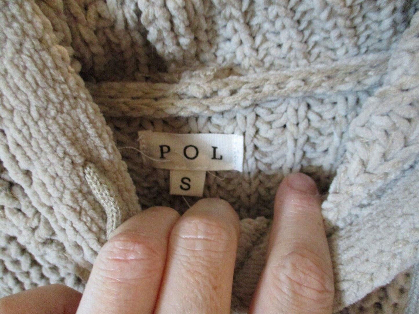 Pol Camel Side Ruffle Knit Hoodie Small