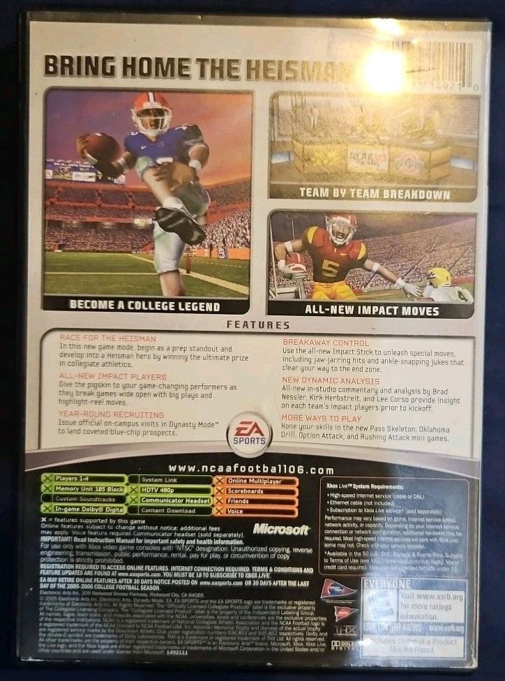 NCAA Football 06 ( XBOX ) Tested. No Scratches. New Case