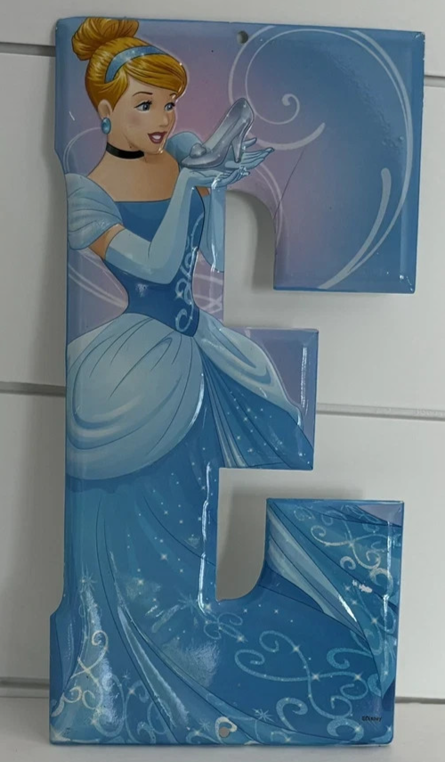 Disney  Cinderella Princess Letter Initial "E” Wall Door  Kids Decor 5x10"