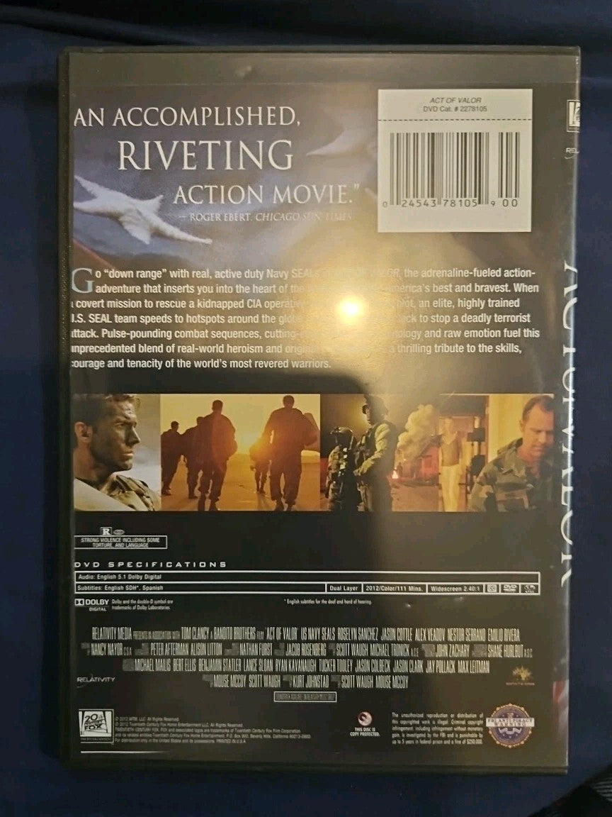 Act of Valor (DVD)  Slimcase. Artwork Cropped. Tested
