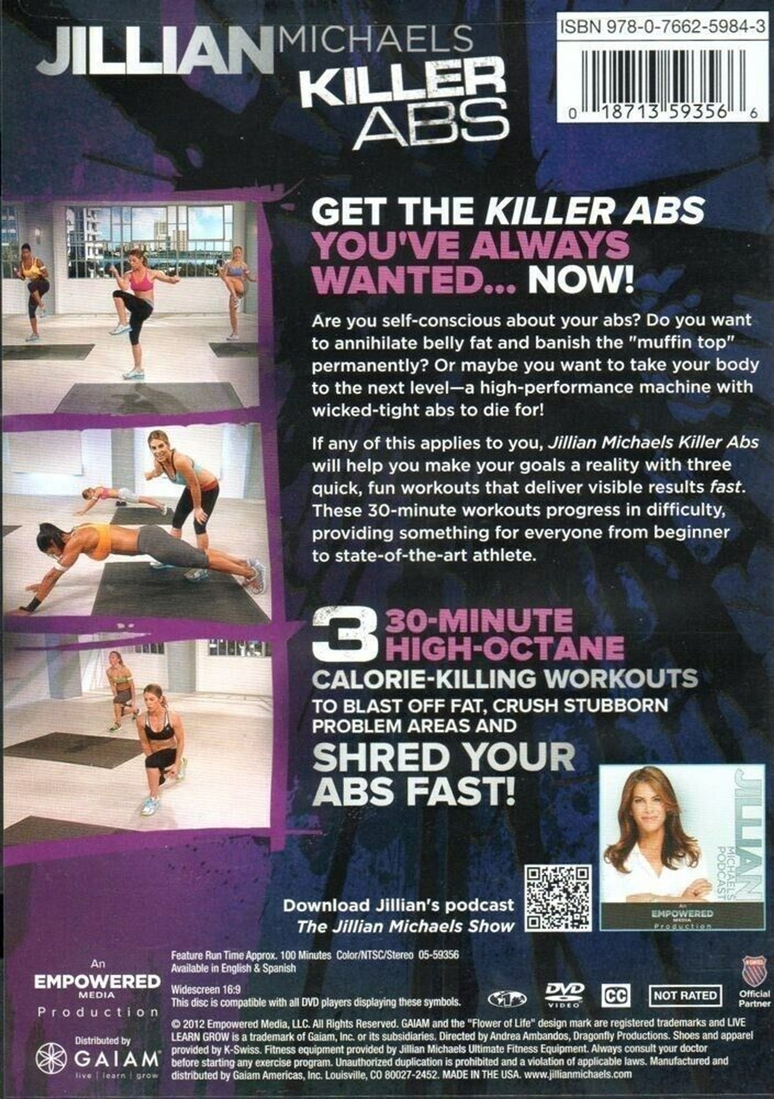 Jillian Michaels: Killer Abs (DVD, 2012) Factory Sealed