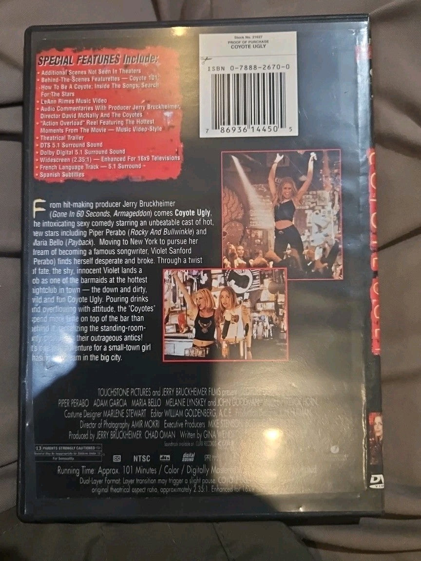 Coyote Ugly (DVD, 2000) Tested cropped, artwork slim case.
