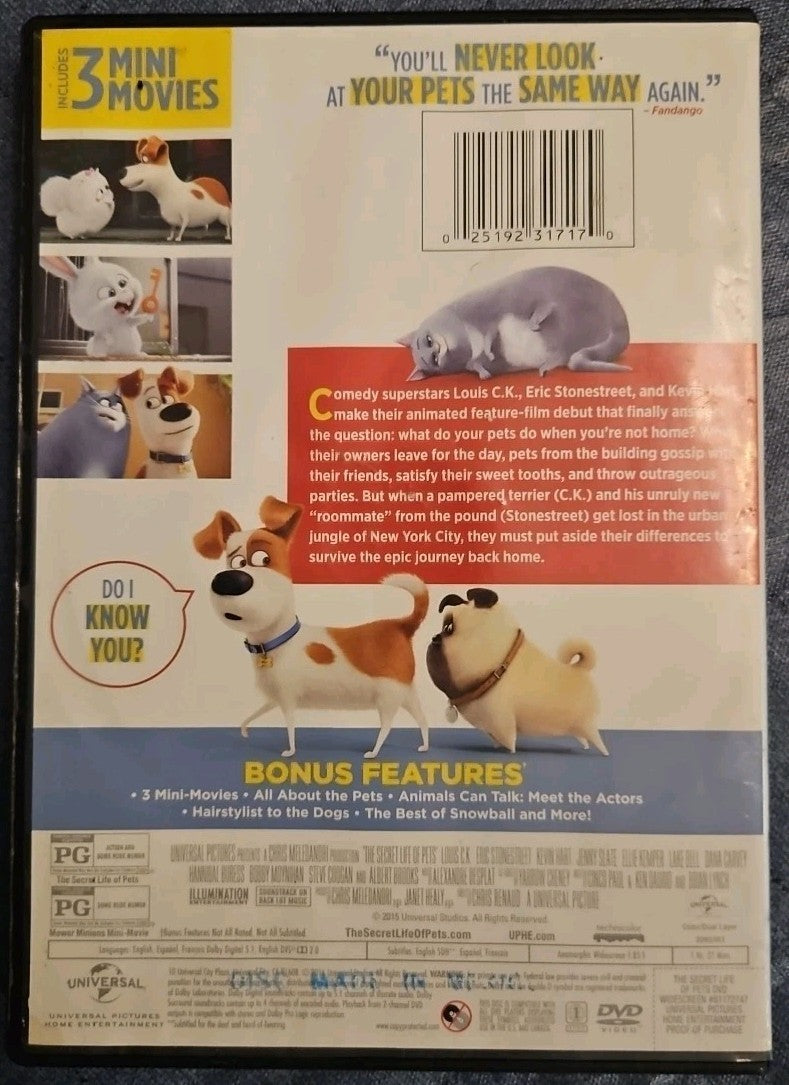 The Secret Life Of Pets (DVD, 2016)