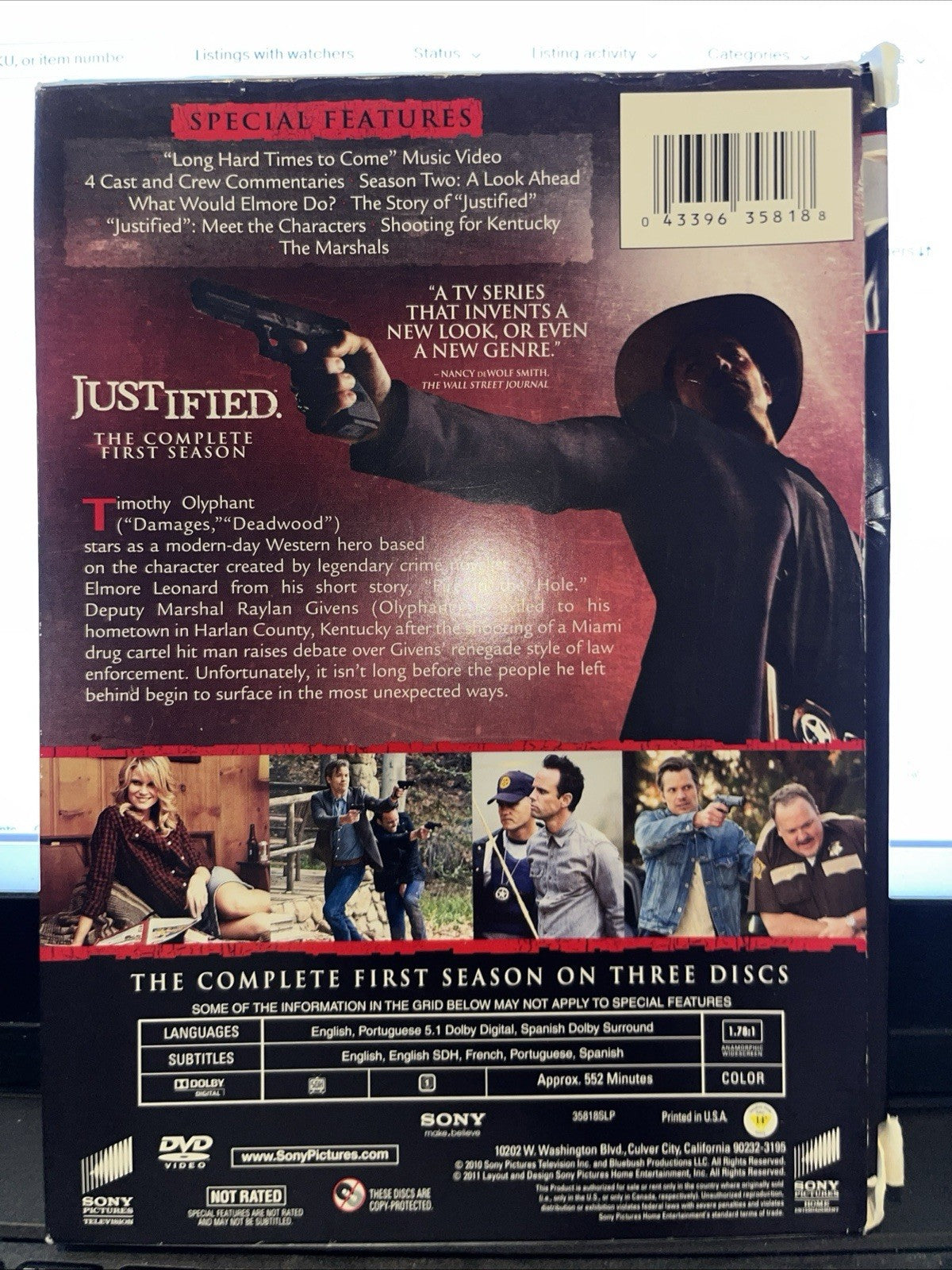 Justified: Season 1 Disc 3 ONLY.   (DVD, 2010). Missing All Discs Except Disc 3