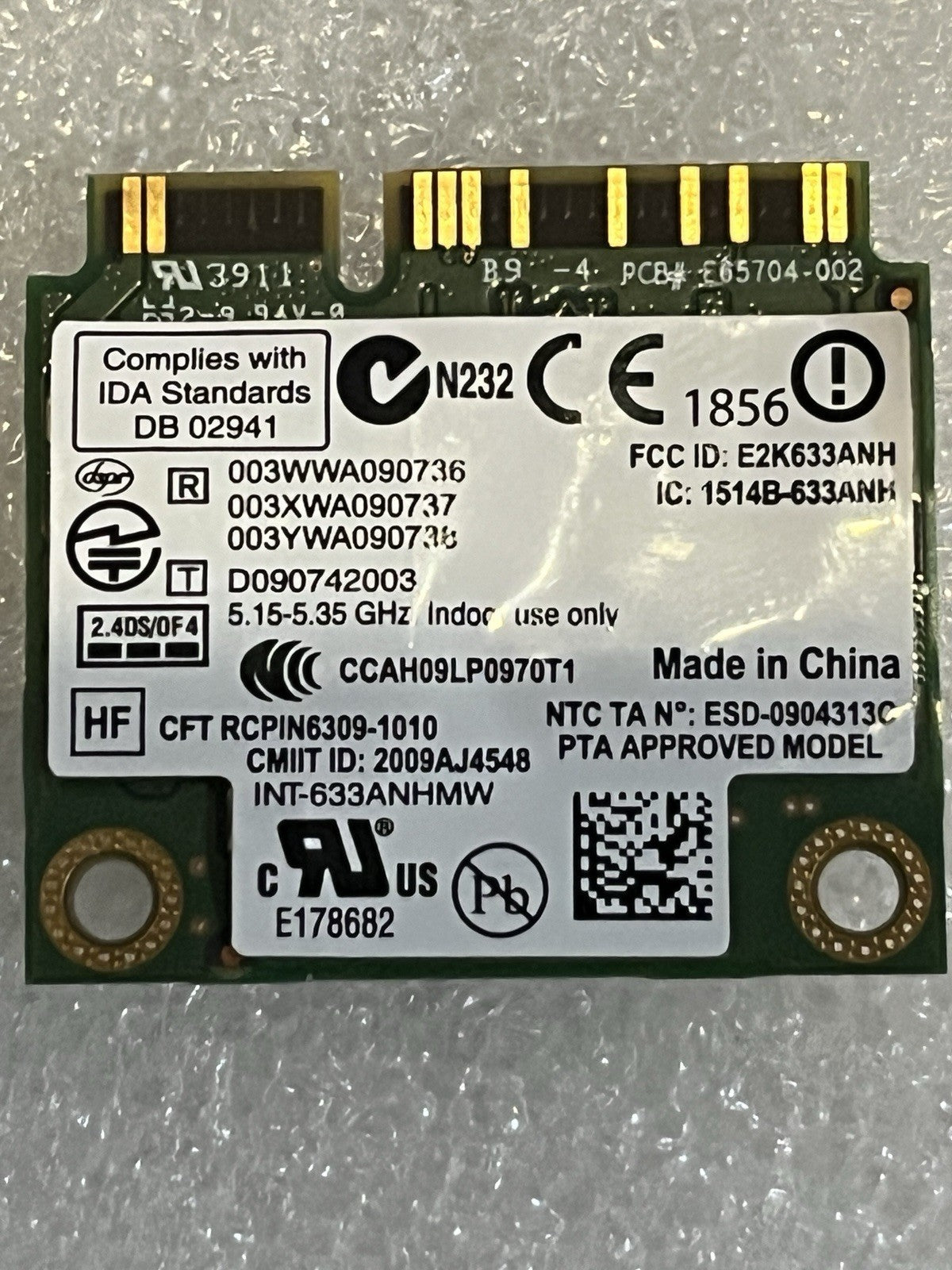 Intel Centrino Ultimate-N 6300 WiFi Card - Tested & Working